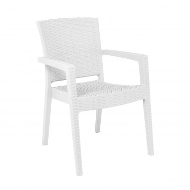 LORA-Pro Πολυθρόνα Στοιβαζόμενη, PP (Rattan Look) Απόχρωση Άσπρο  58x61x87cm [-Άσπρο-] [-PP - PC - ABS-] Ε303,20