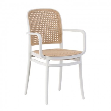 FLORENCE Πολυθρόνα PP Άσπρο, PP Rattan Μπεζ, Στοιβαζόμενη  54x54x84cm [-Άσπρο-, -Μπεζ-Tortora-Sand-Cappuccino-] [-PP - PC - ABS-] Ε387,10