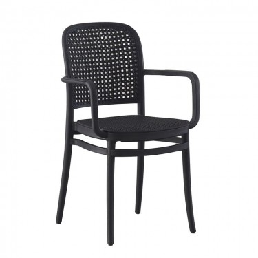 FLORENCE Πολυθρόνα PP Μαύρο, PP Rattan Μαύρο, Στοιβαζόμενη  54x54x84cm [-Μαύρο-] [-PP - PC - ABS-] Ε387,30