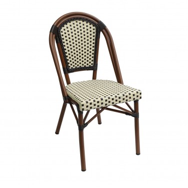 PARIS Καρέκλα Bistro Αλουμίνιο Καρυδί, Wicker Μπεζ - Καφέ, Στοιβαζόμενη  46x54x88cm [-Καρυδί-, -Μπεζ-Tortora-Sand-Cappuccino-] [-Wicker-, -Αλουμίνιο-] Ε291,6