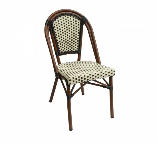 PARIS Καρέκλα Bistro Αλουμίνιο Καρυδί, Wicker Μπεζ - Καφέ, Στοιβαζόμενη  46x54x88cm [-Καρυδί/Μπεζ-] [-Αλουμίνιο/Wicker-] Ε291,6