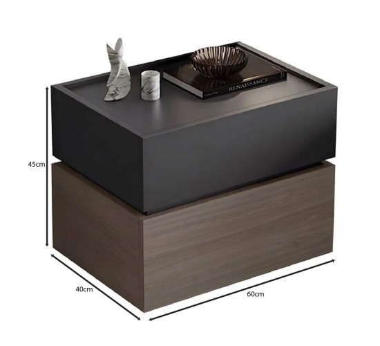 VANITY Κομοδίνο, Αποχρώσεων Sonoma Oak & Grey, με Αποσπώμενα χρωματικά Μέρη  60x40x45cm [-Ανθρακί-, -Καρυδί-] [-MDF - Κόντρα Πλακέ - Καπλαμάς - Νοβοπάν-] Ε7351,1