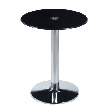 BITT Βοηθητικό Τραπεζάκι Σαλονιού - Καθιστικού, Χρώμιο - Γυαλί Tempered Μαύρο  Φ60cm H.72cm [-Μαύρο-, -Χρώμιο - Inox-] [-Γυαλί-, -Μέταλλο-] ΕΜ121,Β