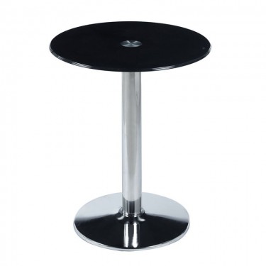 BITT Βοηθητικό Τραπεζάκι Σαλονιού - Καθιστικού, Χρώμιο - Γυαλί Tempered Μαύρο  Φ60cm H.72cm [-Μαύρο-, -Χρώμιο - Inox-] [-Γυαλί-, -Μέταλλο-] ΕΜ121,Β