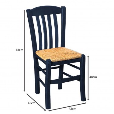 CASA Καρέκλα Οξιά Βαφή Εμποτισμού Ανιλίνη Μπλε, Κάθισμα Ψάθα  42x45x88cm [-Μπλε-] [-Ξύλο-, -Ψάθα-] Ρ966,Ε3