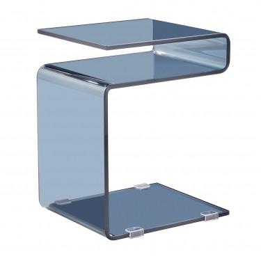 GLASSER Smoke Τραπεζάκι Βοηθητικό Γυαλί 12mm  42x38x48cm [-Γκρι-] [-Γυαλί-] ΕΜ735,1