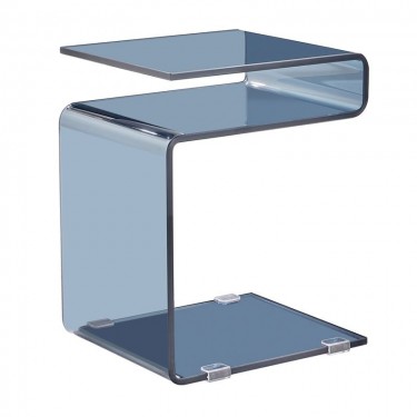 GLASSER Smoke Τραπεζάκι Βοηθητικό Γυαλί 12mm  42x38x48cm [-Γκρι-] [-Γυαλί-] ΕΜ735,1