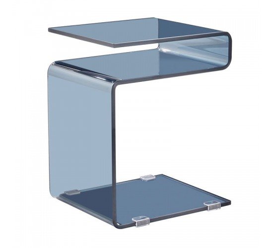 GLASSER Τραπεζάκι Βοηθητικό Smoke Γυαλί 12mm  42x38x48cm [-Γκρι Ανοιχτό-] [-Bent Glass - Γυαλί-] ΕΜ735,1
