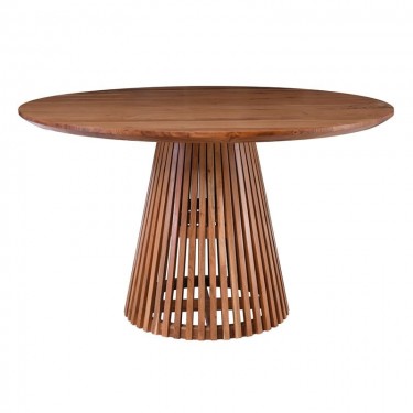 RIM Τραπέζι Ροτόντα Τραπεζαρίας, Ξύλο Μασίφ Ακακία Απόχρωση Φυσικό  Φ130cm H.76cm [-Φυσικό-] [-Ξύλο-] ΕΑ727