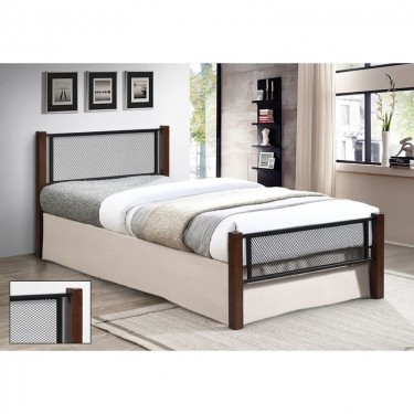 ΝΕΤ Κρεβάτι Μονό για Στρώμα 90x190cm, Μέταλλο Βαφή Μαύρο, Ξύλο Καρυδί  95x200x81(Στρώμα 90x190)cm [-Καρυδί-, -Μαύρο-] [-Μέταλλο-, -Ξύλο-] Ε8048