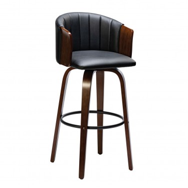 ENZO Σκαμπό Bar Καρυδί, Pu Μαύρο  50x50x78/103cm [-Καρυδί-, -Μαύρο-] [-PU - PVC-, -Ξύλο-] Ε7519,1