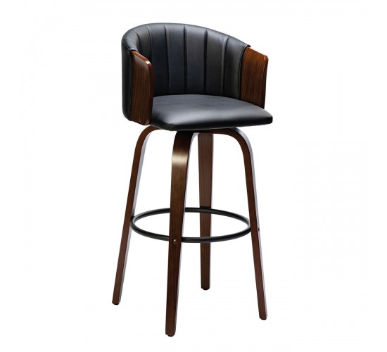 ENZO Σκαμπό Bar Καρυδί, Pu Μαύρο  49x49x76/107cm [-Καρυδί/Μαύρο-] [-Ξύλο/PVC - PU-] Ε7519,1