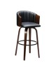 ENZO Σκαμπό Bar Καρυδί, Pu Μαύρο  49x49x76/107cm [-Καρυδί/Μαύρο-] [-Ξύλο/PVC - PU-] Ε7519,1