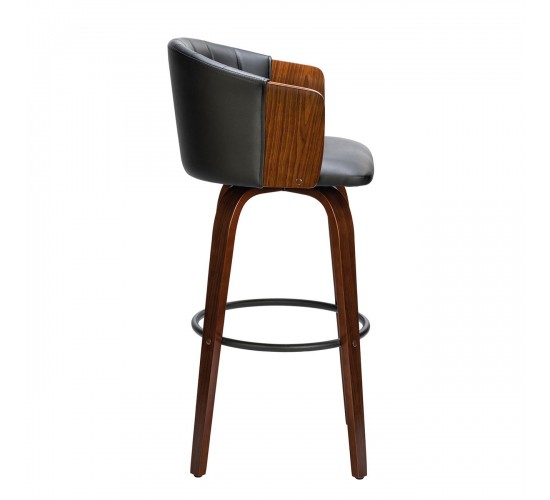 ENZO Σκαμπό Bar Καρυδί, Pu Μαύρο  49x49x76/107cm [-Καρυδί/Μαύρο-] [-Ξύλο/PVC - PU-] Ε7519,1