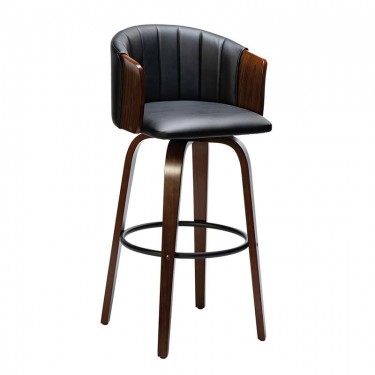 ENZO Σκαμπό Bar Καρυδί, Pu Μαύρο  50x50x78/103cm [-Καρυδί-, -Μαύρο-] [-PU - PVC-, -Ξύλο-] Ε7519,1