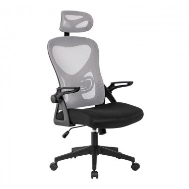 BF3050 Πολυθρόνα Γραφείου- Διευθυντή, Mesh Μαύρο-Γκρι, Μπράτσα up-down  63x63x118/128cm [-Γκρι-, -Μαύρο-] [-Ύφασμα Mesh-] ΕΟ5301,1