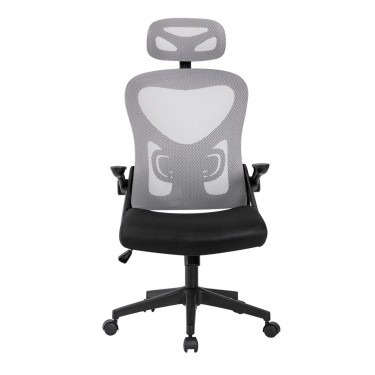 BF3050 Πολυθρόνα Γραφείου- Διευθυντή, Mesh Μαύρο-Γκρι, Μπράτσα up-down  63x63x118/128cm [-Γκρι-, -Μαύρο-] [-Ύφασμα Mesh-] ΕΟ5301,1
