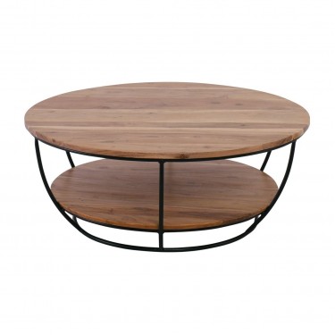 ROY-W Τραπεζάκι Σαλονιού Καθιστικού, Μέταλλο Βαφή Μαύρο, Ξύλο Ακακία Φυσικό  Φ90cm H.35cm [-Μαύρο-, -Φυσικό-] [-Μέταλλο-, -Ξύλο-] ΕΑ7075,W