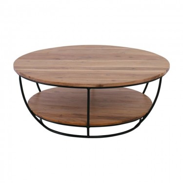 ROY-W Τραπεζάκι Σαλονιού Καθιστικού, Μέταλλο Βαφή Μαύρο, Ξύλο Ακακία Φυσικό  Φ90cm H.35cm [-Μαύρο-, -Φυσικό-] [-Μέταλλο-, -Ξύλο-] ΕΑ7075,W