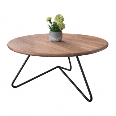 BORAL-W Τραπεζάκι Σαλονιού Καθιστικού, Μέταλλο Βαφή Μαύρο, Ξύλο Ακακία Φυσικό  Φ80cm H.40cm [-Μαύρο-, -Φυσικό-] [-Μέταλλο-, -Ξύλο-] ΕΑ7074,W