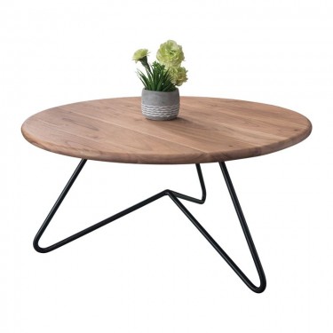 BORAL-W Τραπεζάκι Σαλονιού Καθιστικού, Μέταλλο Βαφή Μαύρο, Ξύλο Ακακία Φυσικό  Φ80cm H.40cm [-Μαύρο-, -Φυσικό-] [-Μέταλλο-, -Ξύλο-] ΕΑ7074,W