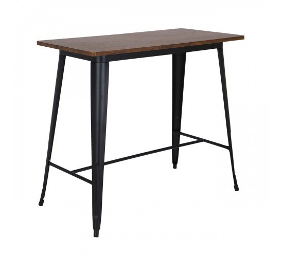 RELIX Wood Dark Oak Τραπέζι Bar-Pro, Μέταλλο Βαφή Μαύρο  120x60x102cm [-Μαύρο/Καρυδί-] [-Μέταλλο/Ξύλο-] Ε5212,1W