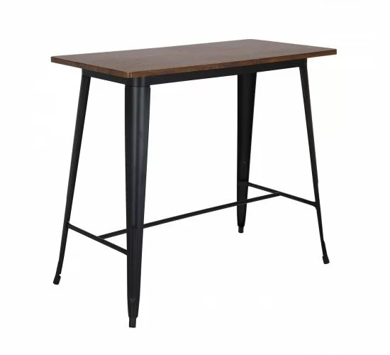 RELIX Wood Dark Oak Τραπέζι Bar-Pro, Μέταλλο Βαφή Μαύρο  120x60x102cm [-Μαύρο/Καρυδί-] [-Μέταλλο/Ξύλο-] Ε5212,1W