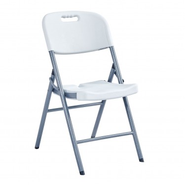 BLOW Καρέκλα Πτυσσόμενη, Μέταλλο Βαφή Γκρι, HDPE Άσπρο  47x56x84cm [-Άσπρο-, -Γκρι-] [-PP - PC - ABS-, -Μέταλλο-] Ε5060