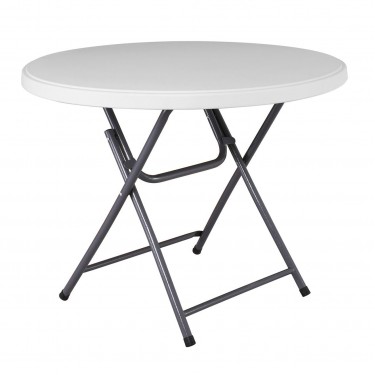 BLOW Τραπέζι Ροτόντα - Catering Πτυσσόμενο, Μέταλλο Βαφή Γκρι, HDPE Άσπρο 45mm  Φ94cm H.74cm [-Άσπρο-, -Γκρι-] [-PP - PC - ABS-, -Μέταλλο-] ΕΟ191