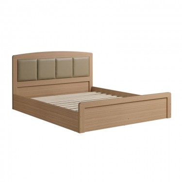 CALIBER Κρεβάτι Διπλό για Στρώμα 150x200cm, Απόχρωση Sonoma Oak, Κεφαλάρι Pu Μπεζ  158x210x100cm [-Φυσικό-] [-MDF - Κόντρα Πλακέ - Καπλαμάς - Νοβοπάν-] Ε73861