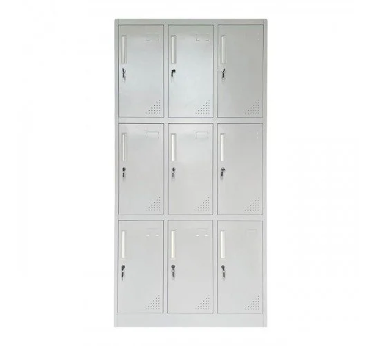 LOCKER 9 Θέσεων Φοριαμός - Ερμάριο με εσωτερικά ράφια, Μέταλλο Βαφή Γκρι  90x40x185cm [-Γκρι-] [-Μέταλλο-] Ε6003,2