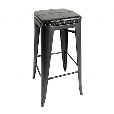 RELIX Σκαμπό Bar Στοιβαζόμενο, Μέταλλο Βαφή Μαύρο, Pu Μαύρο  42x42x76cm [-Μαύρο-] [-PU - PVC-, -Μέταλλο-] Ε5190P,15W