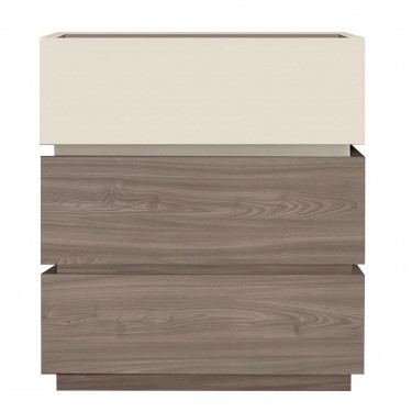 VANITY Κομοδίνο 3 Συρτάρια Αποχρώσεων Sonoma Oak & Cream, με Αποσπώμενα χρωματικά Μέρη  60x40x66cm [-Εκρού-, -Καρυδί-] [-MDF - Κόντρα Πλακέ - Καπλαμάς - Νοβοπάν-] Ε7352,2