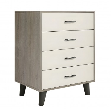 VANITY Συρταριέρα, με 4 Συρτάρια, Απόχρωση Sonoma Oak-Cream  60x40x80cm [-Εκρού-, -Καρυδί-] [-MDF - Κόντρα Πλακέ - Καπλαμάς - Νοβοπάν-] Ε7370,3