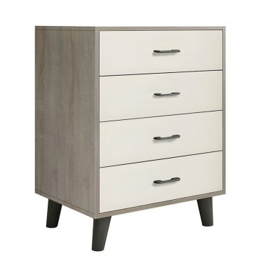 VANITY Συρταριέρα, με 4 Συρτάρια, Απόχρωση Sonoma Oak-Cream  60x40x80cm [-Εκρού-, -Καρυδί-] [-MDF - Κόντρα Πλακέ - Καπλαμάς - Νοβοπάν-] Ε7370,3