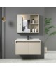 IDEA-1 Set Έπιπλο Κρεμαστό Μπάνιου Cream, Καθρέπτης   Πάγκος με Νιπτήρα και Μπαταρία  Up:55x11x60cm Down:60x47x45cm [-Μπεζ-Tortora-Sand-Cappuccino-] [-MDF - Κόντρα Πλακέ - Καπλαμάς - Νοβοπάν-, -Αλουμίνιο-] ΕΝ100,2