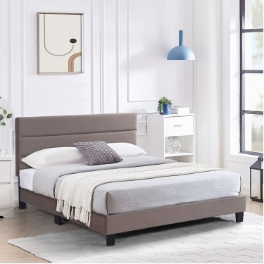 PRIMO Κρεβάτι Διπλό για Στρώμα 150x200cm, Ύφασμα Cappuccino, με Κεφαλάρι πολλαπλών θέσεων  159x215x117/127cm [-Μπεζ-Tortora-Sand-Cappuccino-] [-Ύφασμα-] Ε8805,21