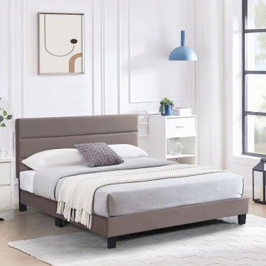 PRIMO Κρεβάτι Διπλό για Στρώμα 150x200cm, Ύφασμα Cappuccino, με Κεφαλάρι πολλαπλών θέσεων  159x215x117/127cm [-Μπεζ-Tortora-Sand-Cappuccino-] [-Ύφασμα-] Ε8805,21