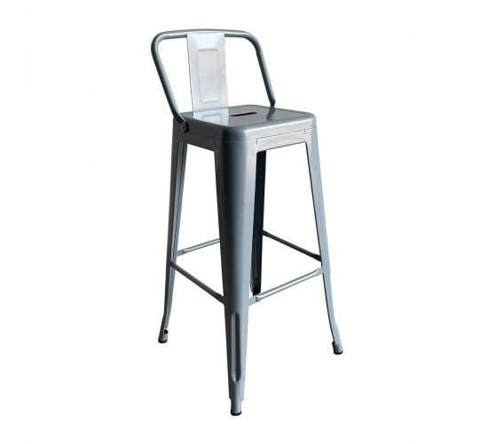 RELIX Σκαμπό Bar με Πλάτη, Μέταλλο Βαφή Γκρι  44x44x76/97cm [-Γκρι-] [-Μέταλλο-] Ε5199,4W