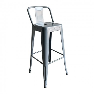 RELIX Σκαμπό Bar με Πλάτη, Μέταλλο Βαφή Γκρι  44x44x76/97cm [-Γκρι-] [-Μέταλλο-] Ε5199,4W