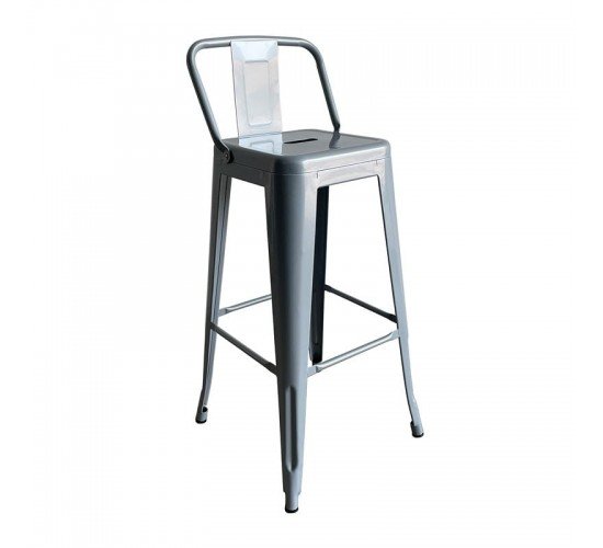 RELIX Σκαμπό Bar με Πλάτη, Μέταλλο Βαφή Γκρι  44x44x76/97cm [-Γκρι-] [-Μέταλλο-] Ε5199,4W
