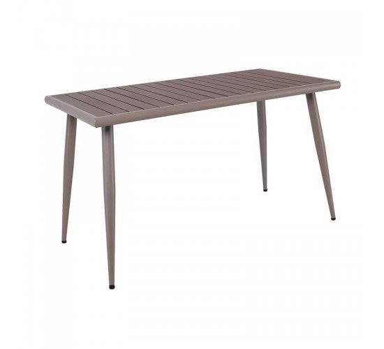 SERRANO Τραπέζι Κήπου-Βεράντας Μέταλλο Βαφή Sand Beige, Polywood Καρυδί  150x80x75cm [-Καρυδί/Μπεζ-] [-Μέταλλο/PP - ABS - Polywood-] Ε6893,1