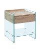 GLASSER Wood Κομοδίνο Διάφανο Γυαλί 10mm - με Συρτάρι Απόχρωση Δρυς  45x45x50cm [-Φυσικό/Clear-] [-Γυαλί/Paper-] ΕΜ840,1