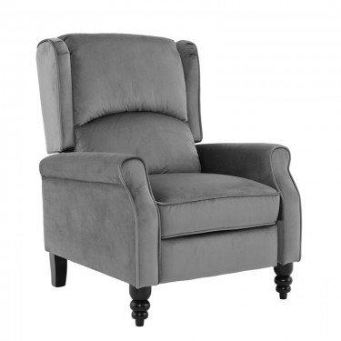 SIMPLE Relax Πολυθρόνα Μπερζέρα Σαλονιού, Καθιστικού, Ύφασμα Velure Γκρι  72x84x97cm [-Γκρι-] [-Ύφασμα-] Ε7144,2