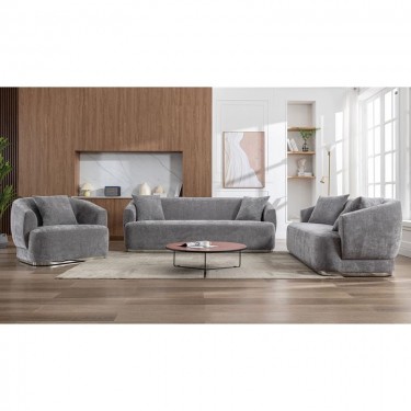 CARACAS Set Σαλόνι - Καθιστικό Πολυθρόνα-2Θέσιος-3Θέσιος, Ύφασμα Γκρι  110x98/193x98/232x98 x H80cm [-Γκρι-] [-Ύφασμα-] Ε9425,S2