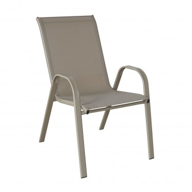 RIO Πολυθρόνα Στοιβαζόμενη Κήπου, Μέταλλο Βαφή Μπεζ, Τextilene Μπεζ (4,20kg)  55x74x91cm [-Μπεζ-Tortora-Sand-Cappuccino-] [-Textilene-, -Μέταλλο-] Ε270,8