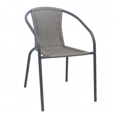 BALENO-W Πολυθρόνα Στοιβαζόμενη, Μέταλλο Βαφή Ανθρακί, Wicker Mixed Grey  52x60x72cm [-Ανθρακί-, -Γκρι-] [-Wicker-, -Μέταλλο-] Ε2401,30