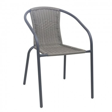 BALENO-W Πολυθρόνα Στοιβαζόμενη, Μέταλλο Βαφή Ανθρακί, Wicker Mixed Grey  52x60x72cm [-Ανθρακί-, -Γκρι-] [-Wicker-, -Μέταλλο-] Ε2401,30