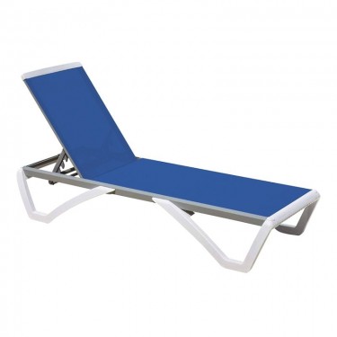 SUMMER K/D Ξαπλώστρα Αλουμίνιο Ανθρακί, PP Άσπρο - Textilene Μπλε  69/58x196x31cm [-Άσπρο-, -Μπλε-] [-Textilene-, -Αλουμίνιο-] Ε3381,1