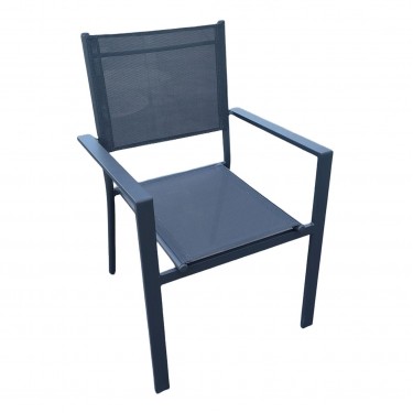 AMIRAL Πολυθρόνα Dining Στοιβαζόμενη, Αλουμίνιο Ανθρακί - Textilene Γκρι  58x57x89cm [-Ανθρακί-, -Γκρι-] [-Textilene-, -Αλουμίνιο-] Ε6794,3